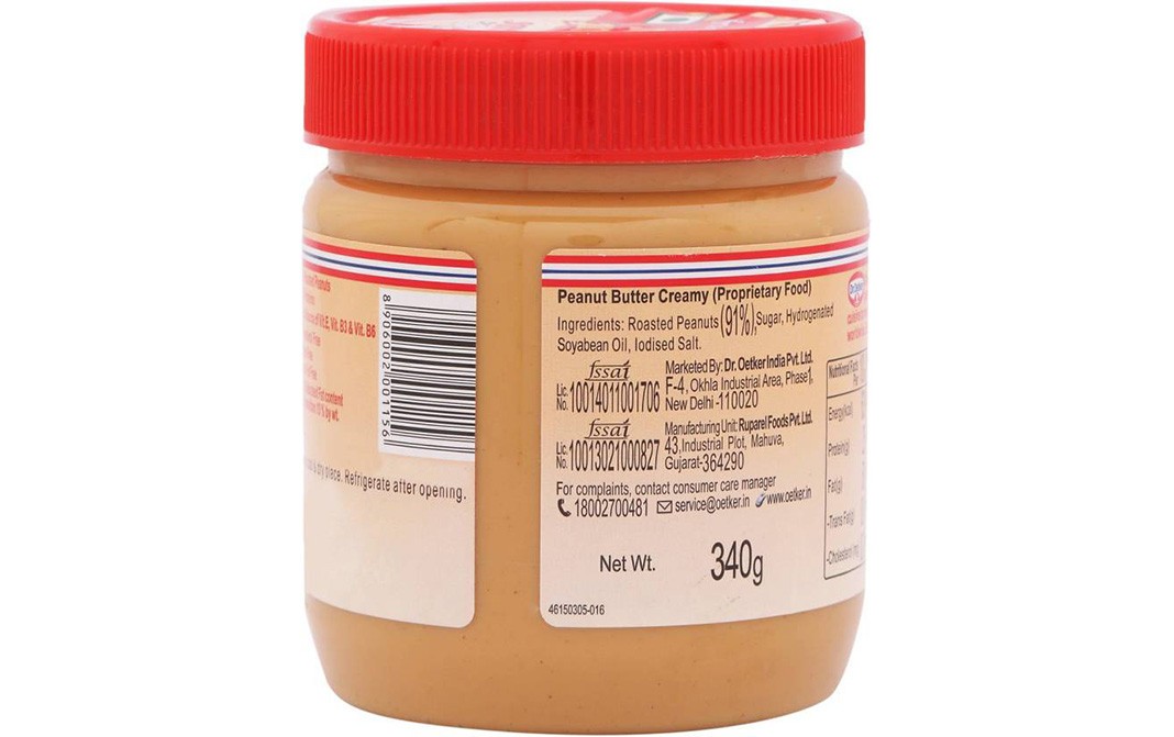 Dr. Oetker Fun foods Peanut Butter Creamy    Plastic Jar  340 grams